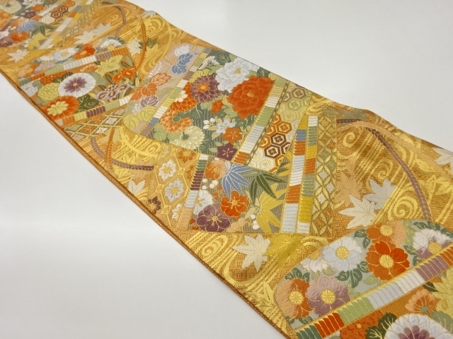 JAPANESE FUKURO OBI / SAGANISHIKI / WOVEN FLOWERS